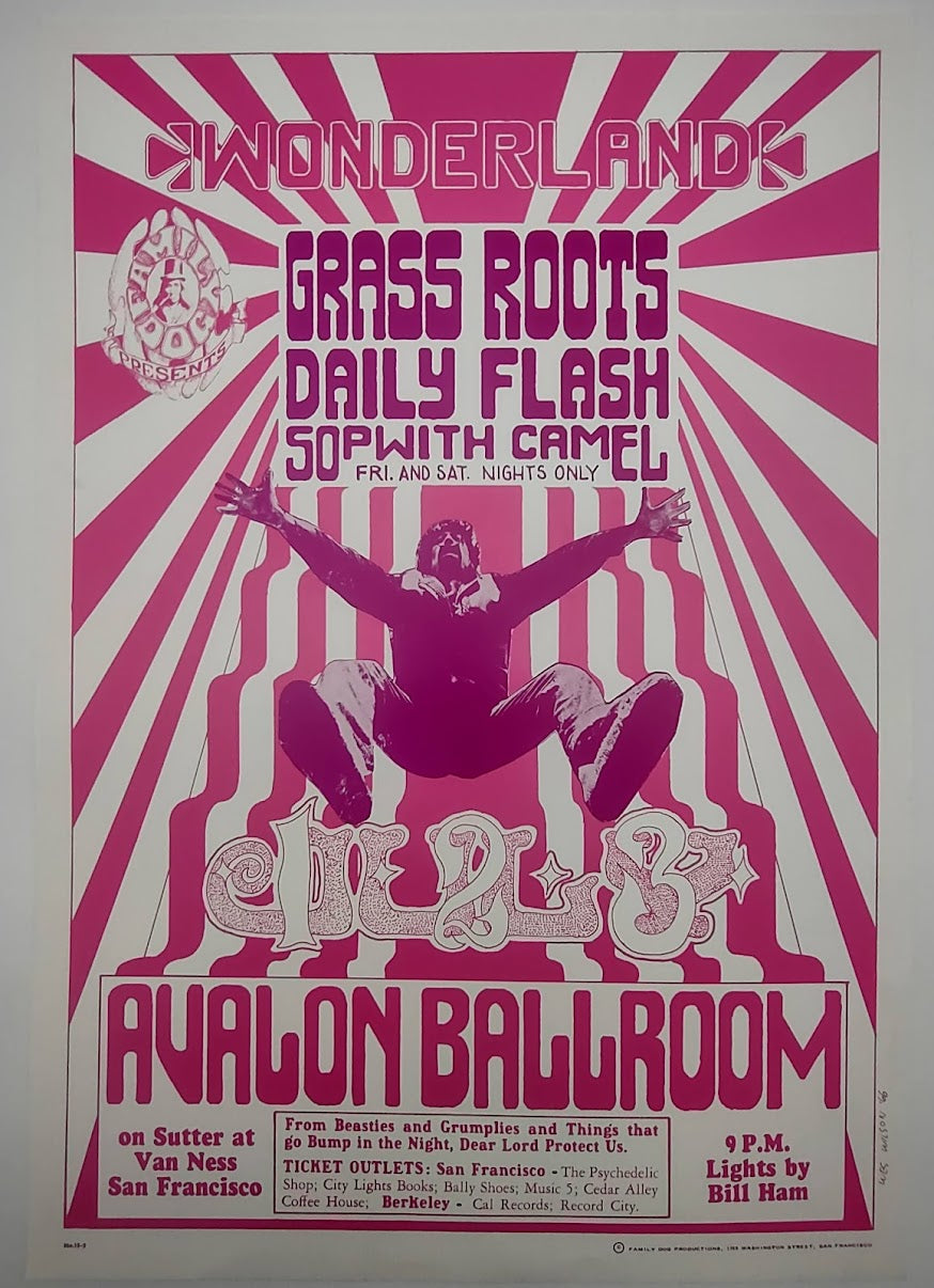 Grass Roots, Daily Flash, The Avalon Ballroom by Wes Wilson - July 1-3, 1966 - Family Dog Vintage Gig Print