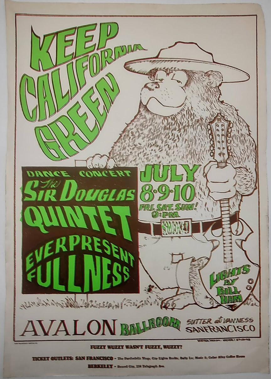 Sir Douglas Quintet, The Avalon Ballroom by Stanley Mouse, Alton Kelley - July 8-10, 1966 - Family Dog Vintage Gig Print
