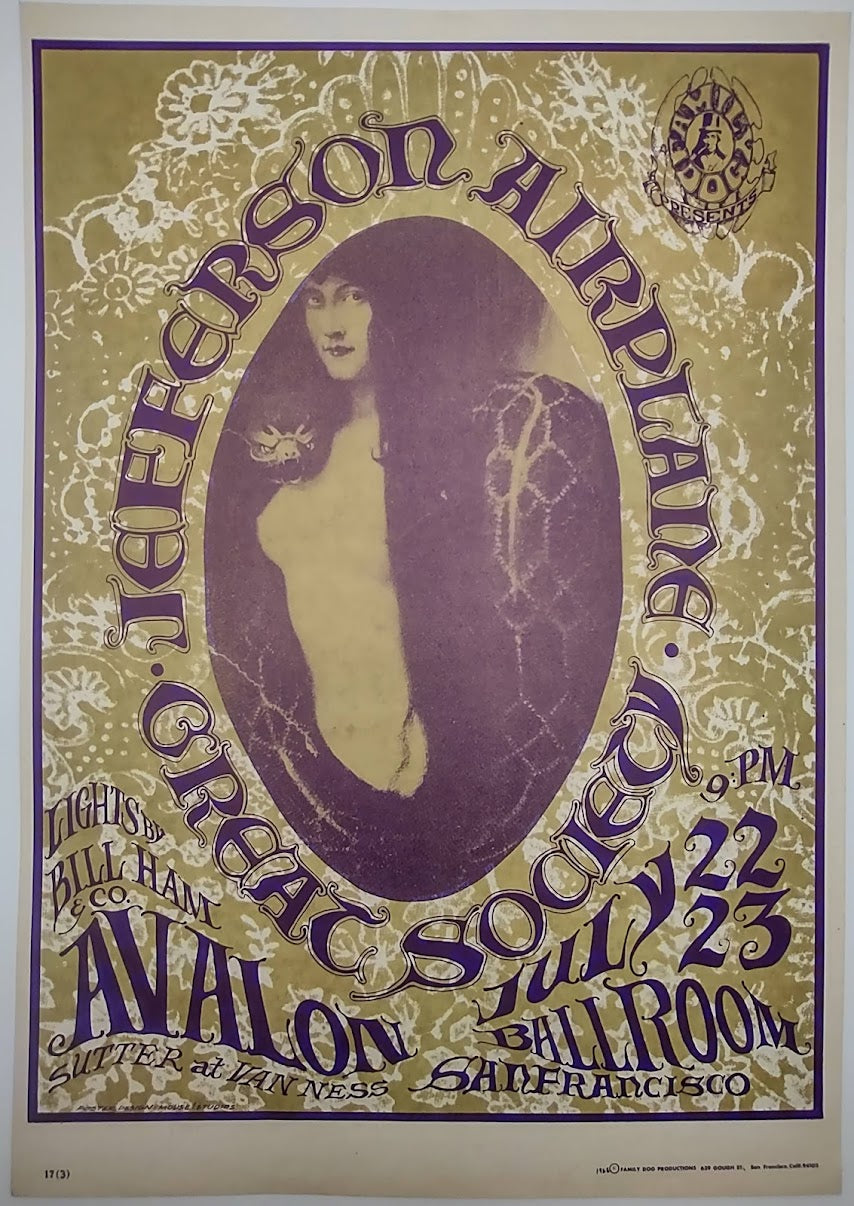 Jefferson Airplane, Great Society, The Avalon Ballroom by Stanley Mouse, Alton Kelley - July 22-23, 1966 - Family Dog Vintage Gig Print