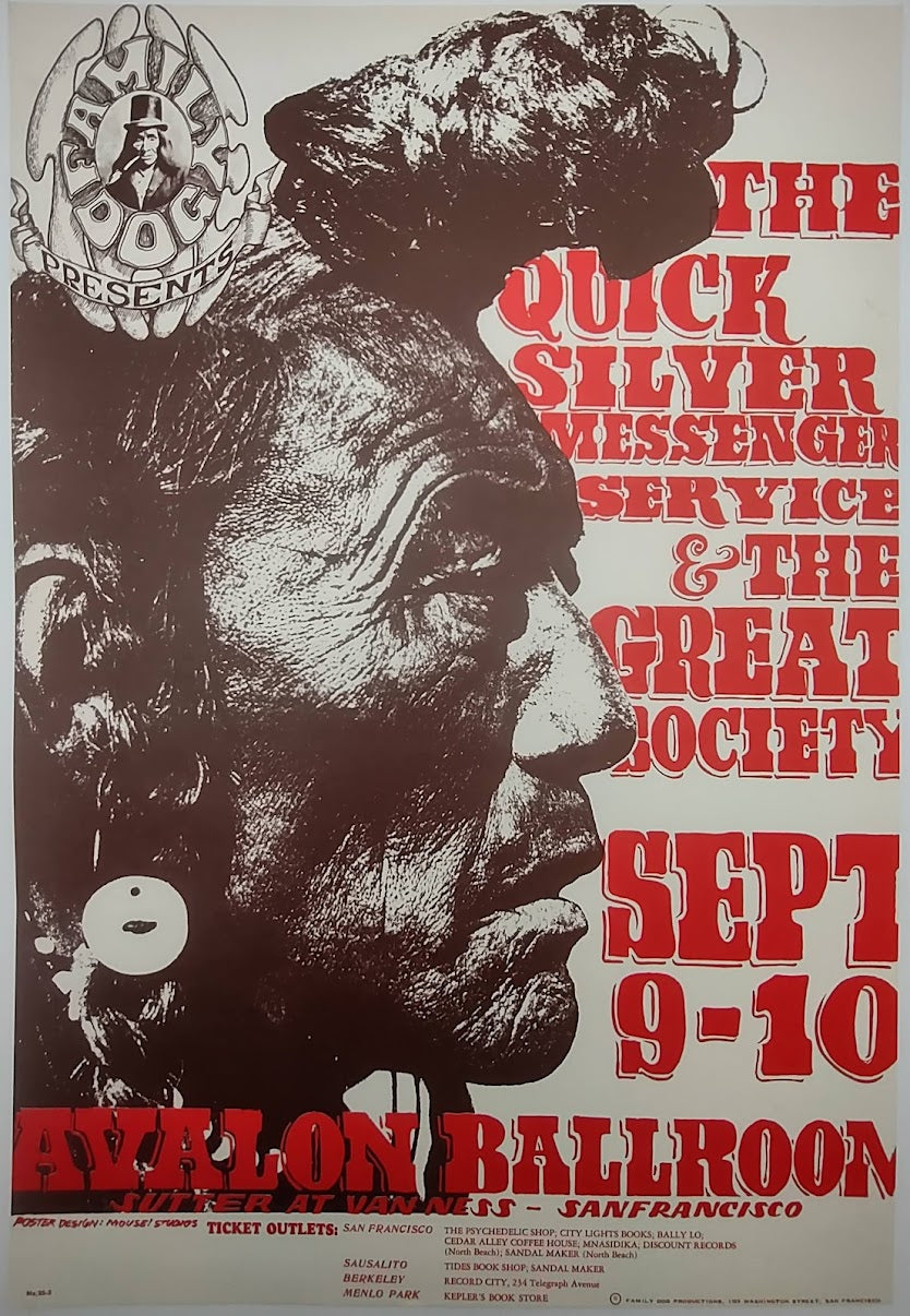 Quicksilver Messenger Service, The Great Society, The Avalon Ballroom by Stanley Mouse, Alton Kelley - September 9-10, 1966 - Family Dog Vintage Gig Print