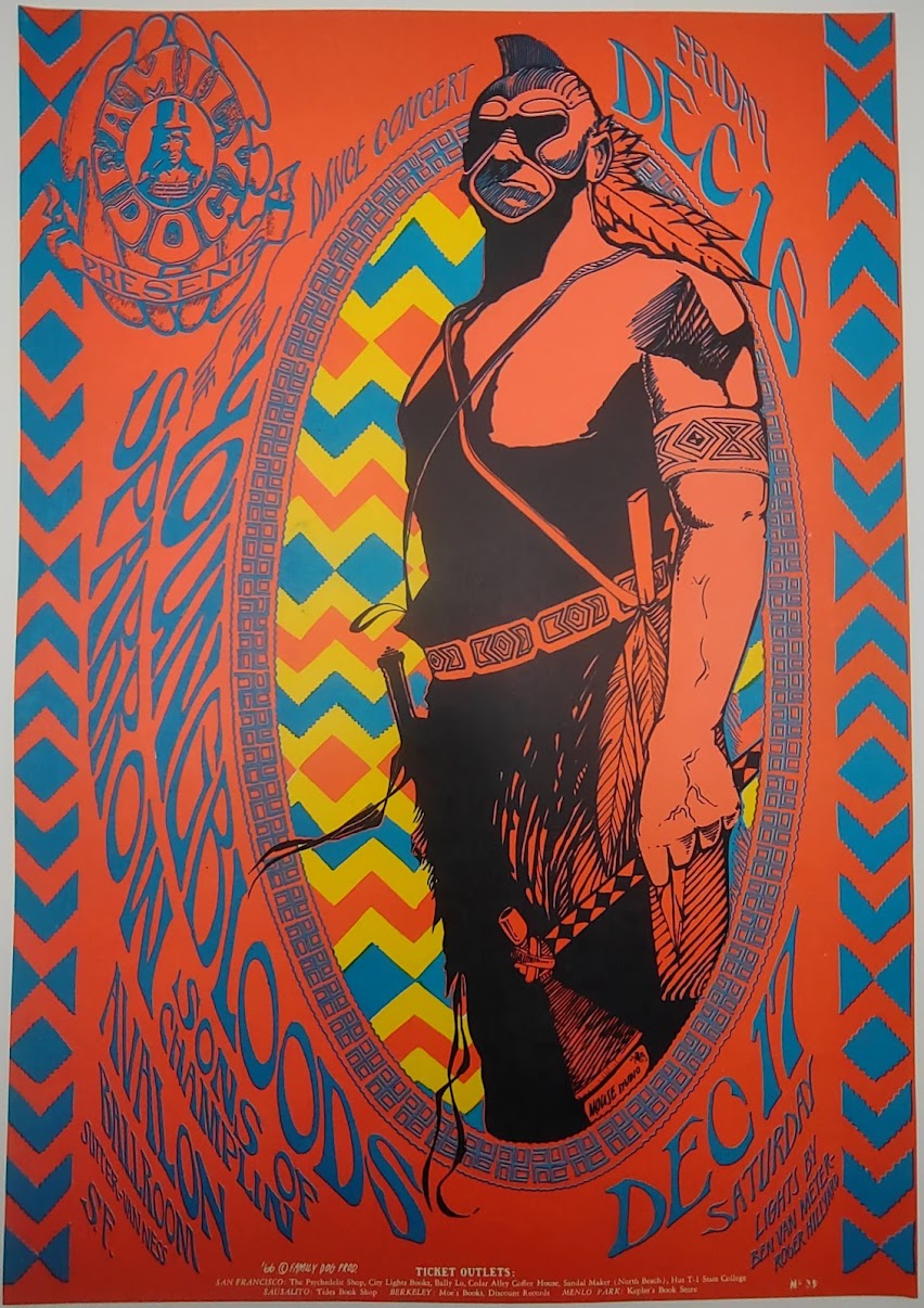 The Youngbloods, Sparrow, The Sons Of Champlin, The Avalon Ballroom by Stanley Mouse, Alton Kelley - December 16-17, 1966 - Family Dog Vintage Gig Print