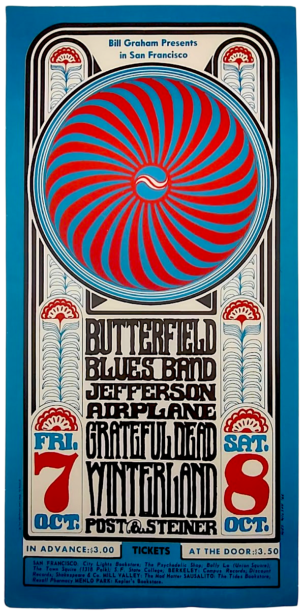 Grateful Dead, Winterland by Wes Wilson - October 7-8, 1966 - Vintage Gig Print