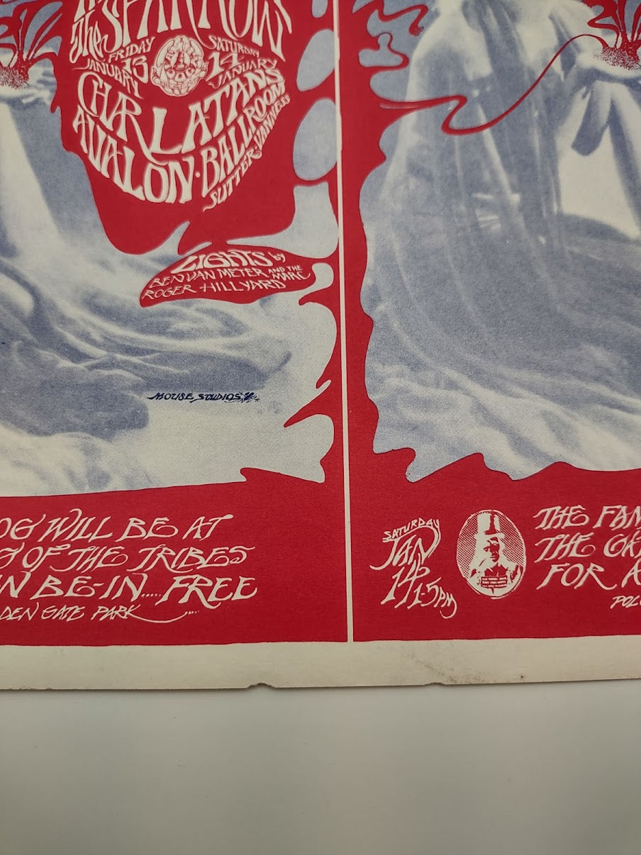 Moby Grape, The Sparrow, The Charlatans, The Avalon Ballroom Uncut Handbill Proof by Stanley Mouse, Alton Kelley - January 13-14, 1967 - Family Dog Vintage Gig Print