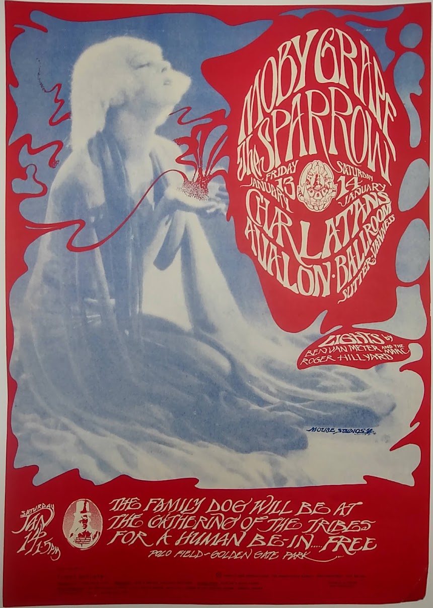 Moby Grape, The Sparrow, The Charlatans, The Avalon Ballroom Uncut Handbill Proof by Stanley Mouse, Alton Kelley - January 13-14, 1967 - Family Dog Vintage Gig Print