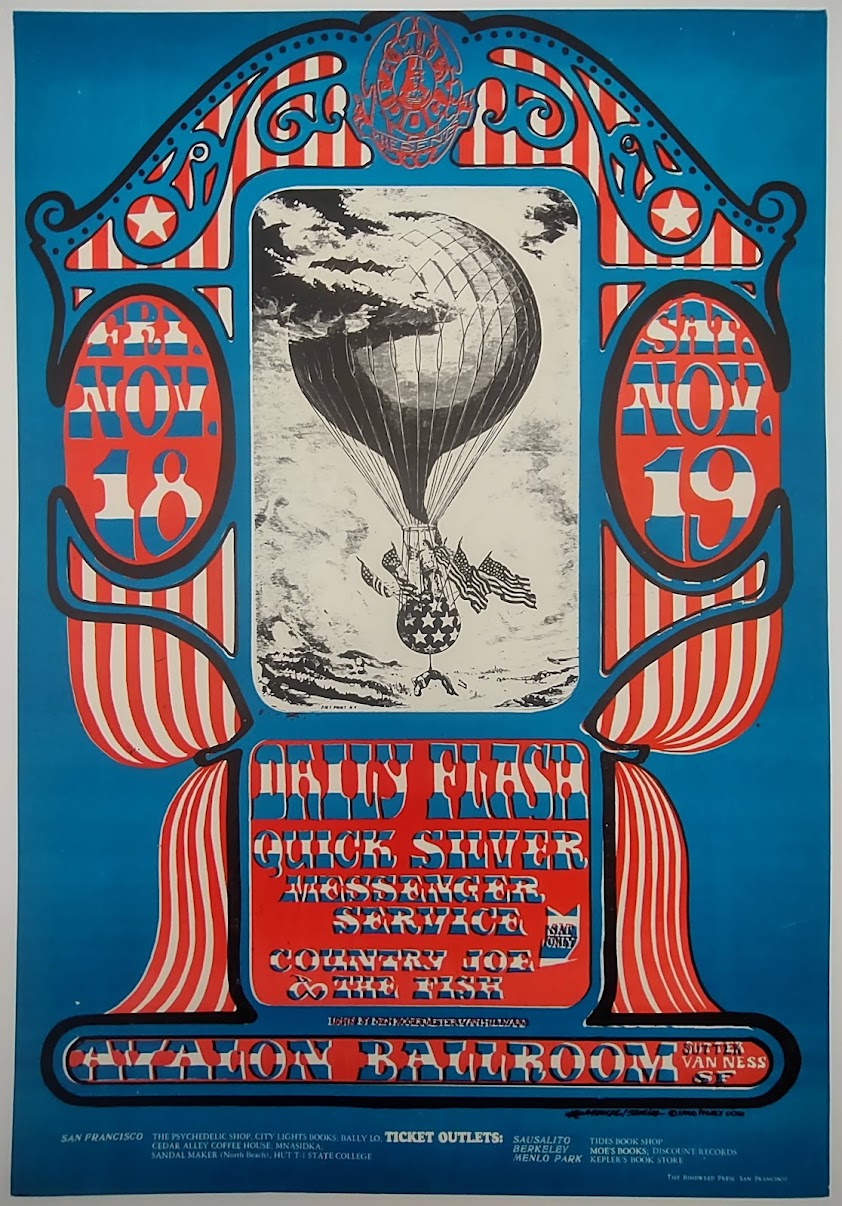 Daily Flash, Quicksilver Messenger Service, Country Joe & The Fish, The Avalon Ballroom by Stanley Mouse, Alton Kelley - November 18-19, 1966 - Family Dog Vintage Gig Print