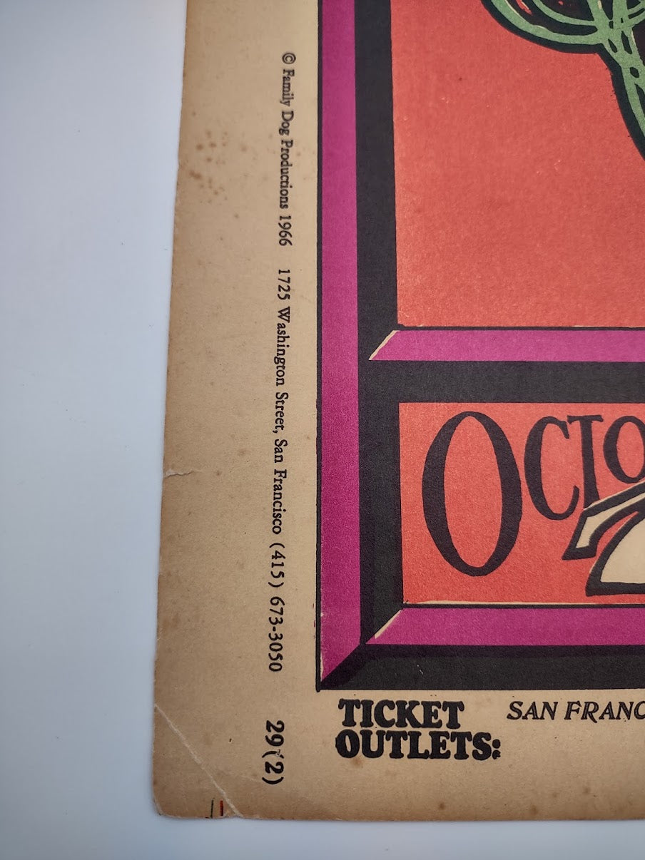 Big Brother & The Holding Company, Jim Kweskin, The Avalon Ballroom by Stanley Mouse, Alton Kelley - October 7-8, 1966 - Family Dog Vintage Gig Print