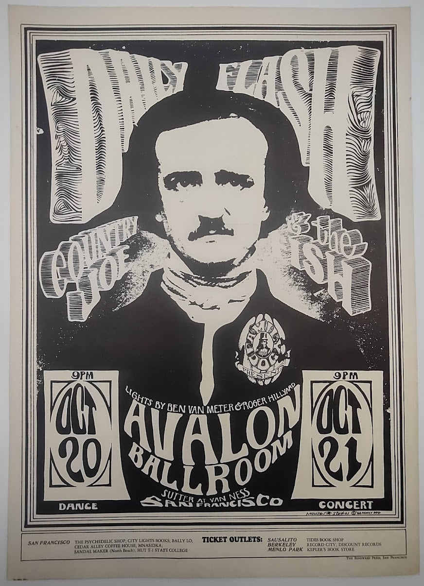 Daily Flash, Country Joe & The Fish, The Avalon Ballroom by Stanley Mouse, Alton Kelley - October 20-21, 1966 - Family Dog Vintage Gig Print