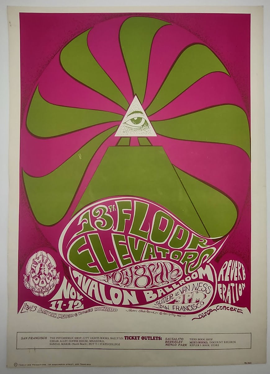 13th Floor Elevators, Moby Grape, The Avalon Ballroom by Steve Renick - November 11-12, 1966 - Family Dog Vintage Gig Print