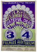 Quicksilver Messenger Service, Grateful Dead, The Mothers, The Fillmore by Wes Wilson - June 3-4, 1966 - Vintage Gig Print
