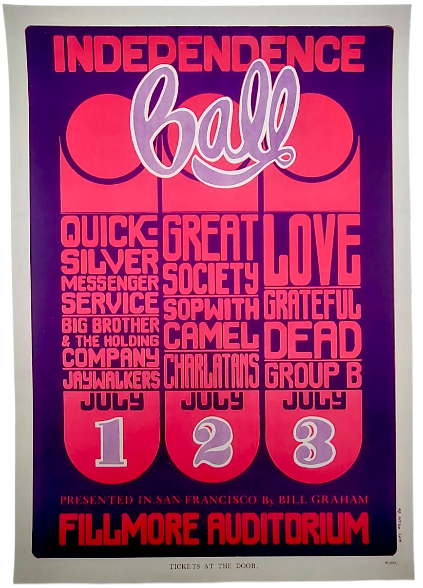 Grateful Dead, Big Brother & The Holding Company, The Fillmore by Wes Wilson - July 1-3, 1966 - Vintage Gig Print