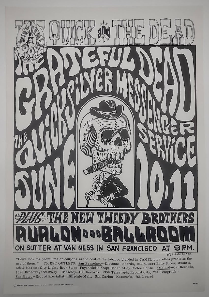 The Grateful Dead, Quicksilver Messenger Service, The Avalon Ballroom by Wes Wilson - June 10-11, 1966 - Family Dog Vintage Gig Print