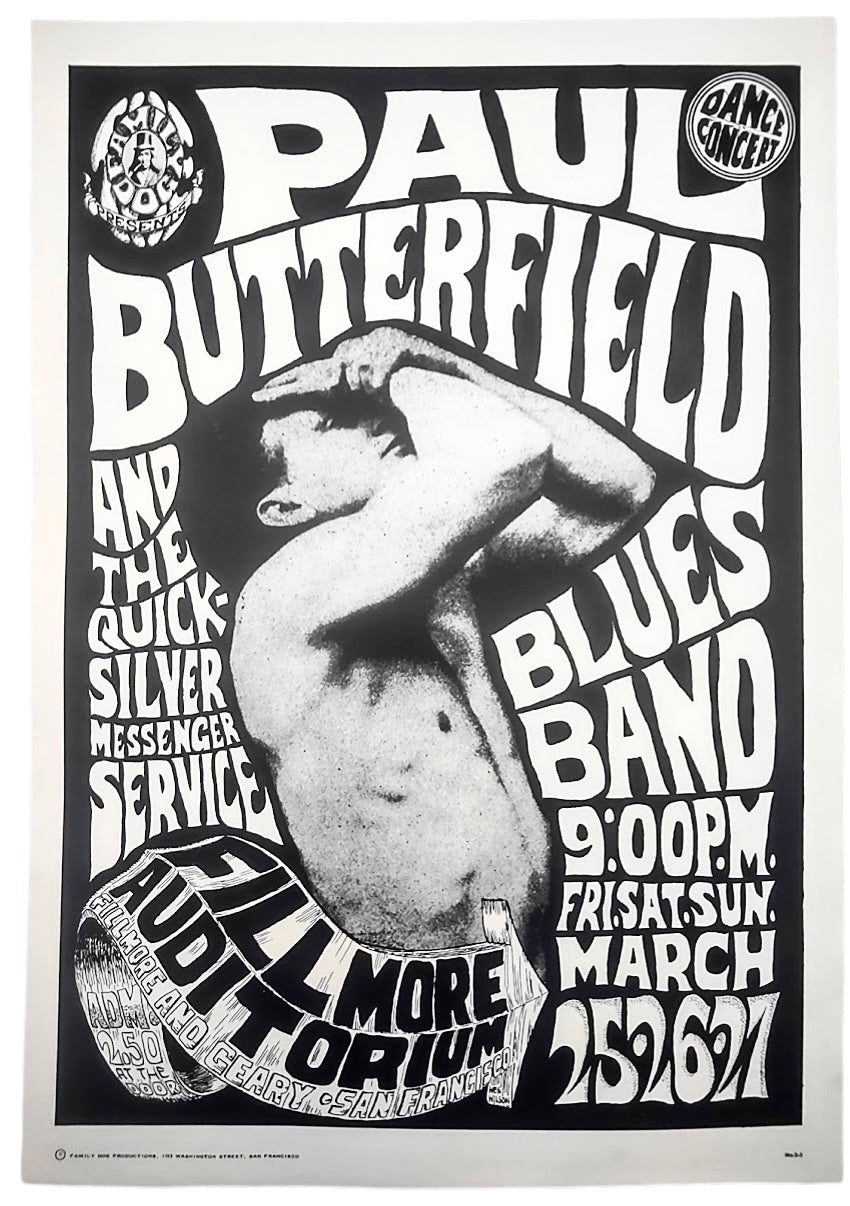 Paul Butterfield Blues Band, The Fillmore by Wes Wilson - March 25-27, 1966 - Family Dog Vintage Gig Print