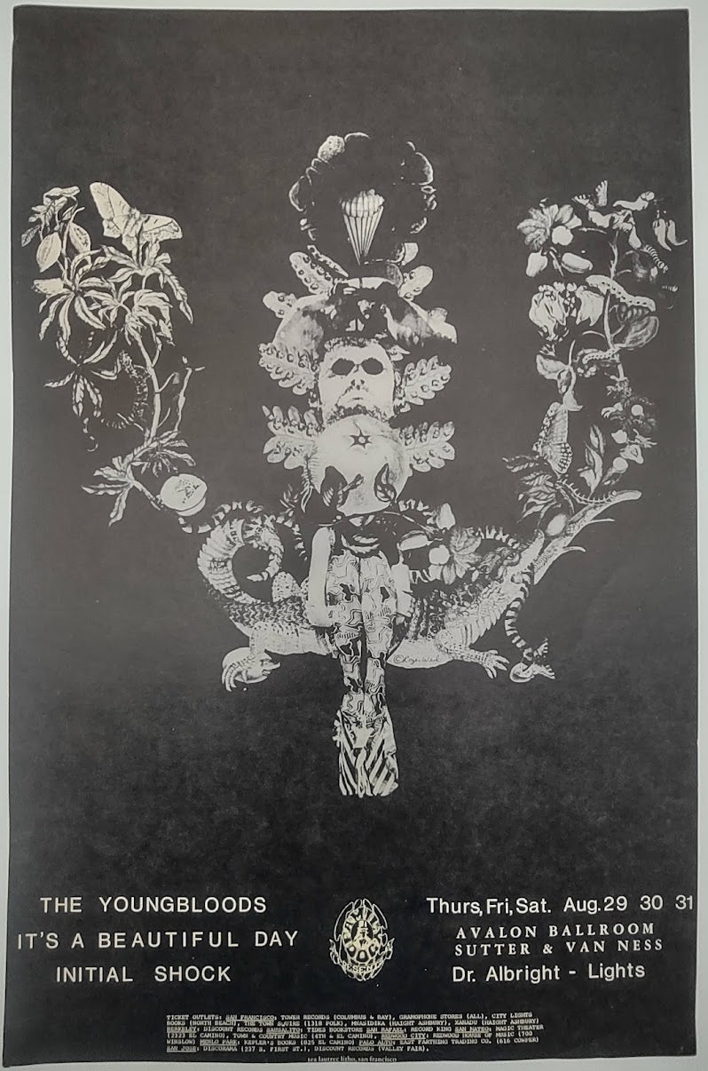 The Youngbloods, The Avalon Ballroom by Roger Well - August 29-31, 1968 - Family Dog Vintage Gig Print