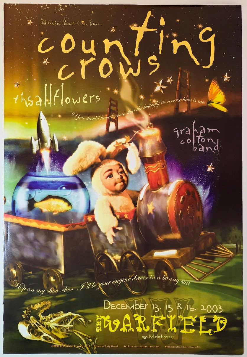 Counting Crows, The Wallflowers, Graham Colton Band, The Warfield by Craig Howell - December 13, 15-16, 2003 - Gig Print