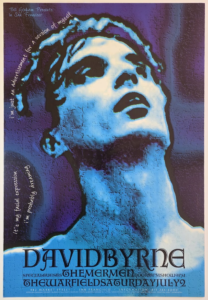 David Byrne, The Mermenm The Warfield by Su Suttle - July 2, 1994 - Gig Print