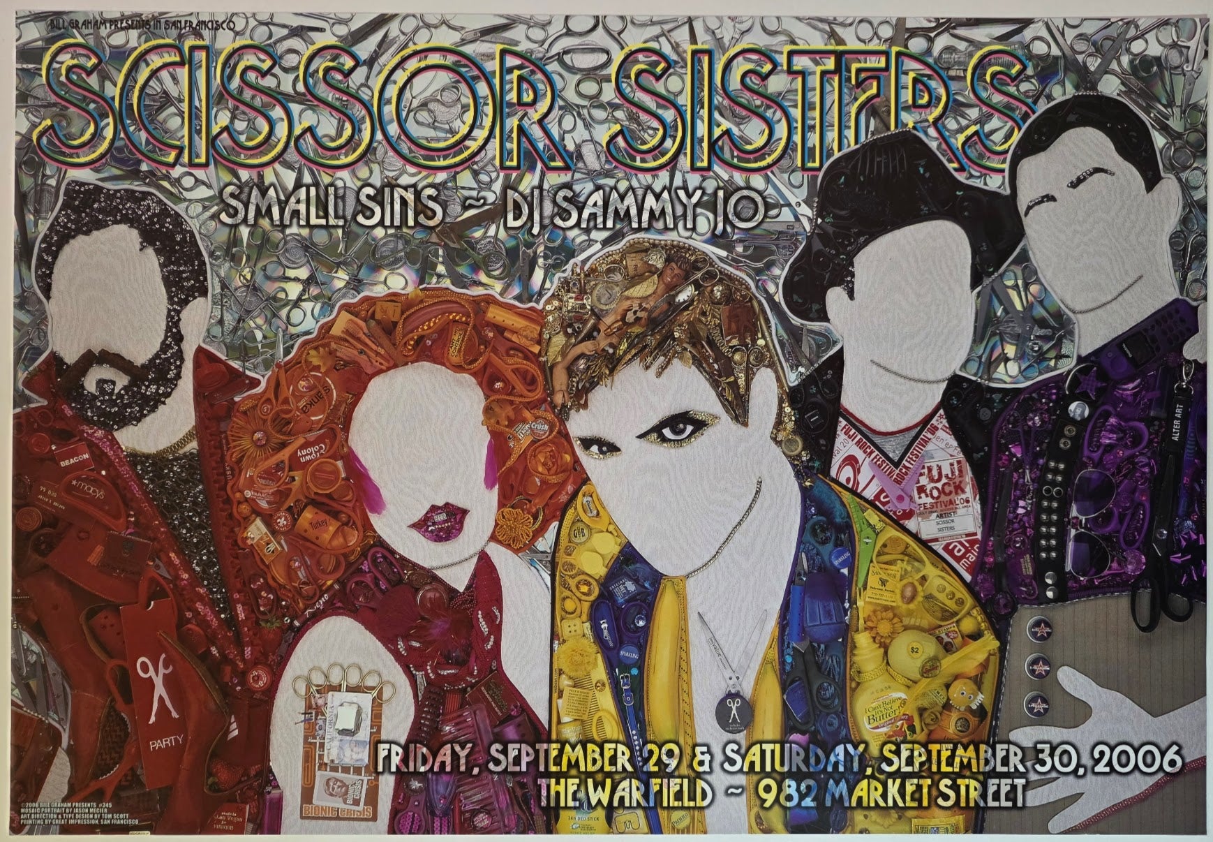 Scissor Sisters, Small Sins, DJ Sammy Jo, The Warfield by Jason Mecier - September 29-30, 2006 - Gig Print