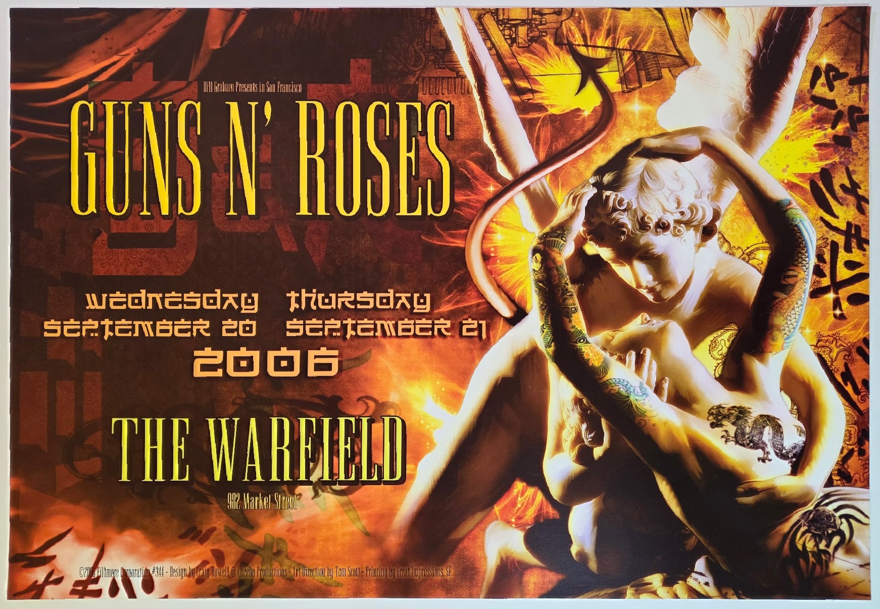 Guns N' Roses, The Warfield by Craig Howell - September 20-21, 2006 - Gig Print