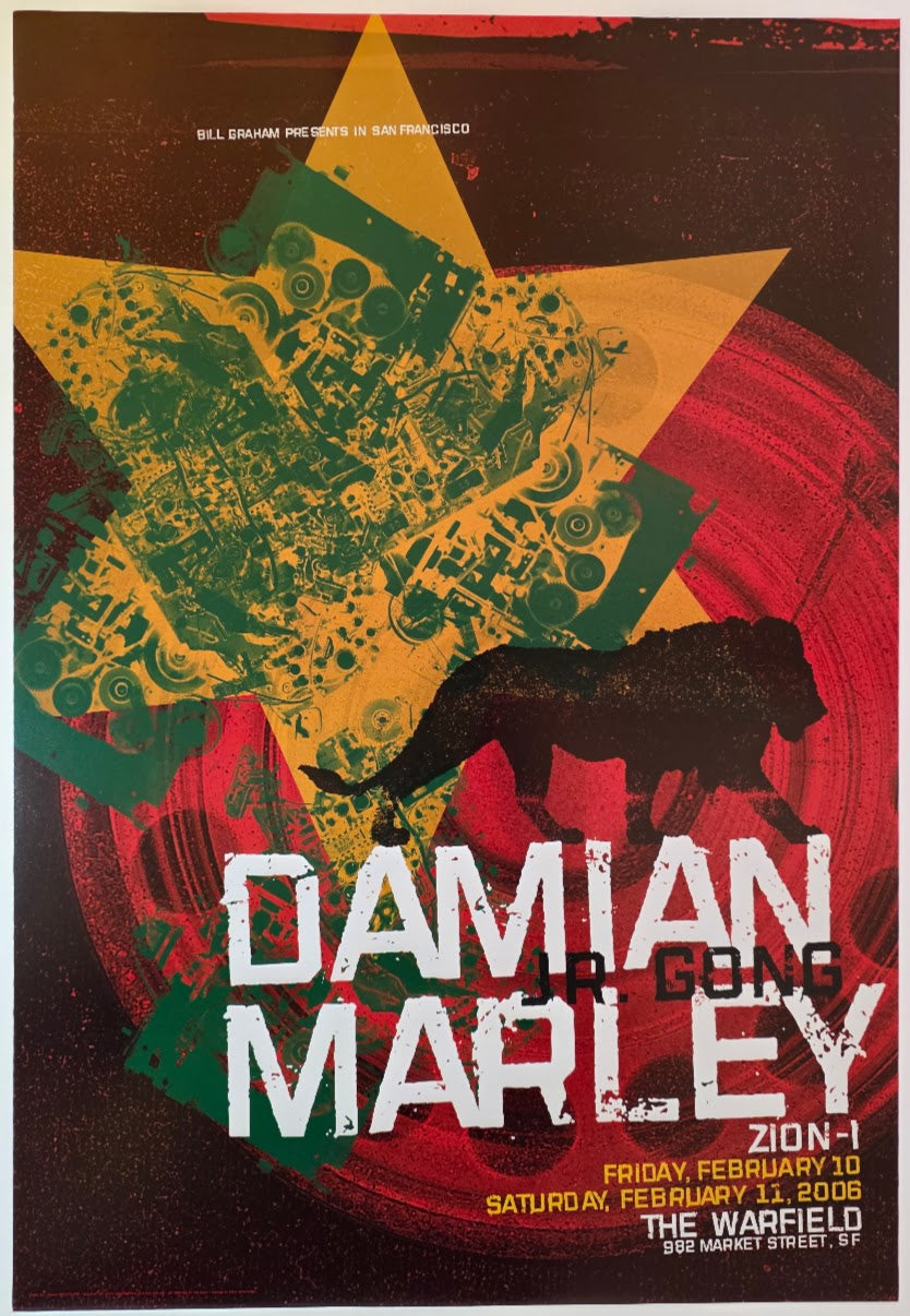 Damian Marley, Jr Gong, The Warfield by Jonathan Hess, Patrick Nistler - February 10, 2006 - Gig Print