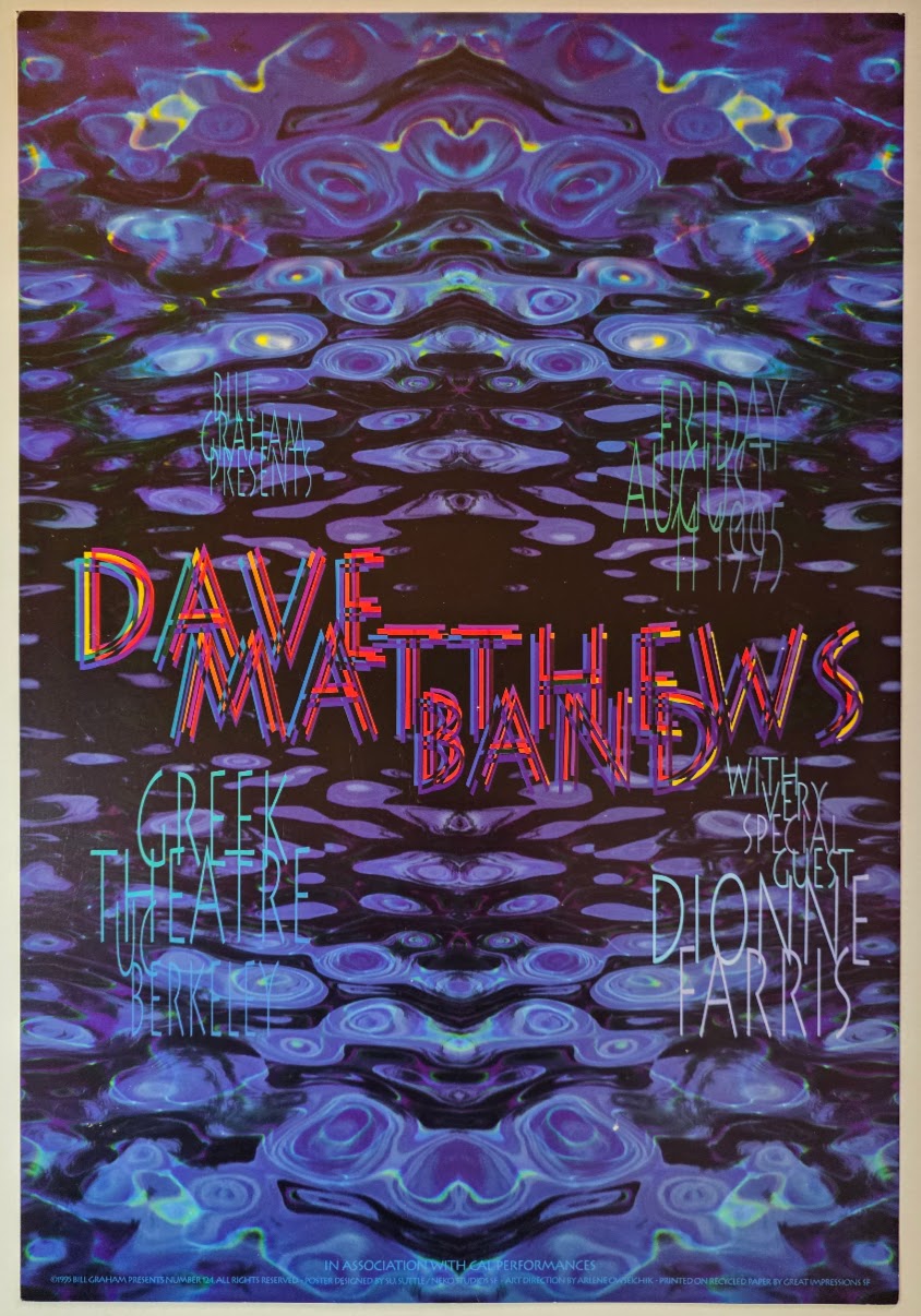 Dave Matthews Band, Dionne Farris, Greek Theatre by Su. Suttle - August 11, 1995 - Gig Print