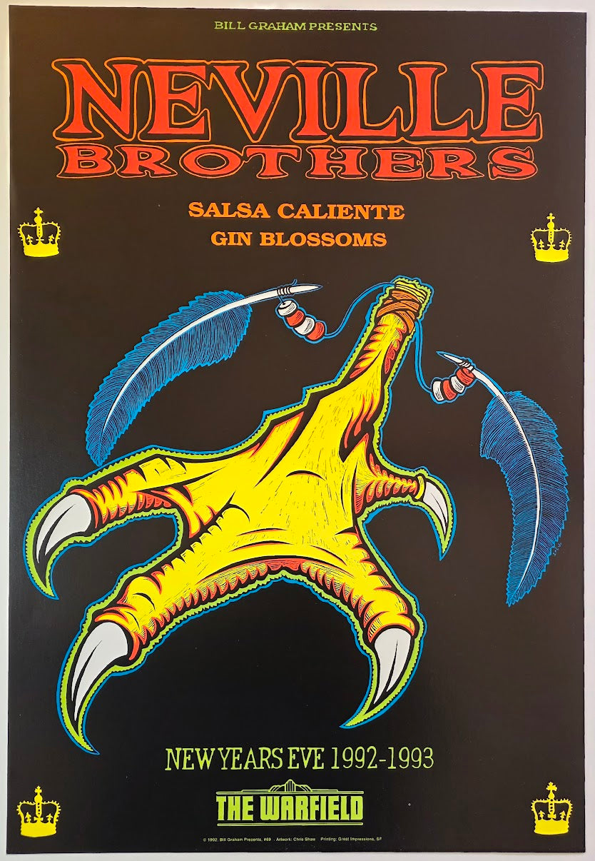 Neville Brothers, Salsa Caliente, Gin Blossoms, The Warfield by Chris Shaw - December 31, 1992 - Gig Print