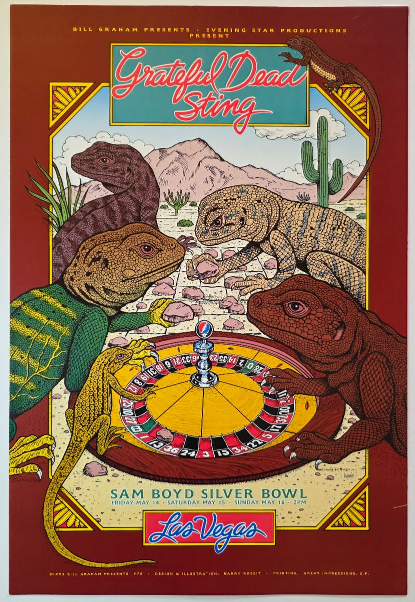 The Grateful Dead, Sam Boyd Silver Bowl by Harry Rossit - May 14-16, 1993 - Gig Print