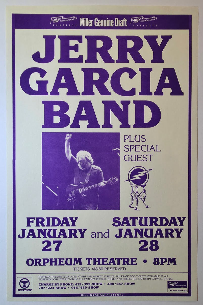 Jerry Garcia Band, Orpheum Theatre - January 27-28, 1989 - Gig Print