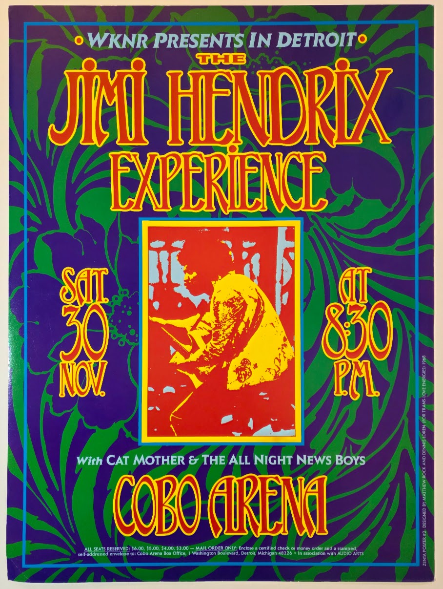 Jimi Hendrix Experience, Cobo Arena by Dennis Loren, Matthew Rock - November 30, 1968 - Gig Print