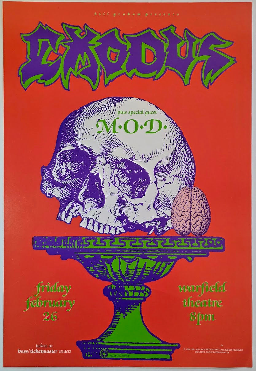 Exodus, The Warfield by Arlene Owseichik - February 26, 1988 - Gig Print