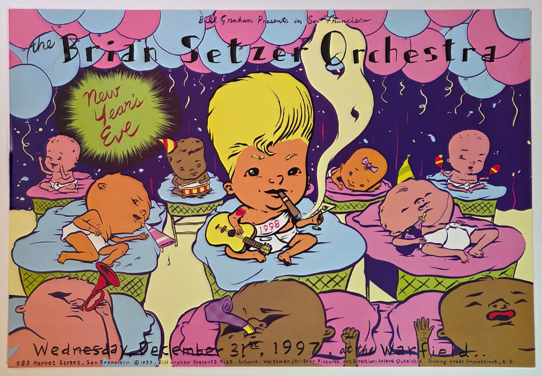 The Brian Setzer Orchestra, The Warfield by Weissman/All-Star Pictures - December 31, 1997 - Gig Print