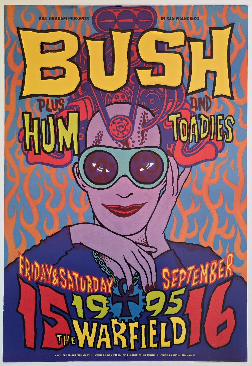 Bush, Toadies, Hum, The Warfield by Chuck Sperry - September 15-16, 1995 - Gig Print