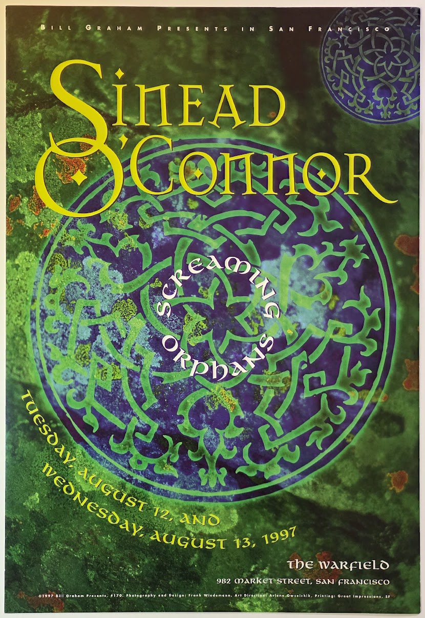 Sinead O'Connor, Screaming Orphans, The Warfield by Frank Wiedmann - August 12-13, 1997 - Gig Print