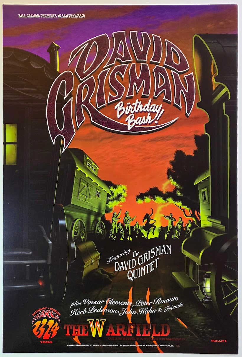 David Grisman, The Warfield by Jim Phillips - March 23-24, 1996 - Gig Print