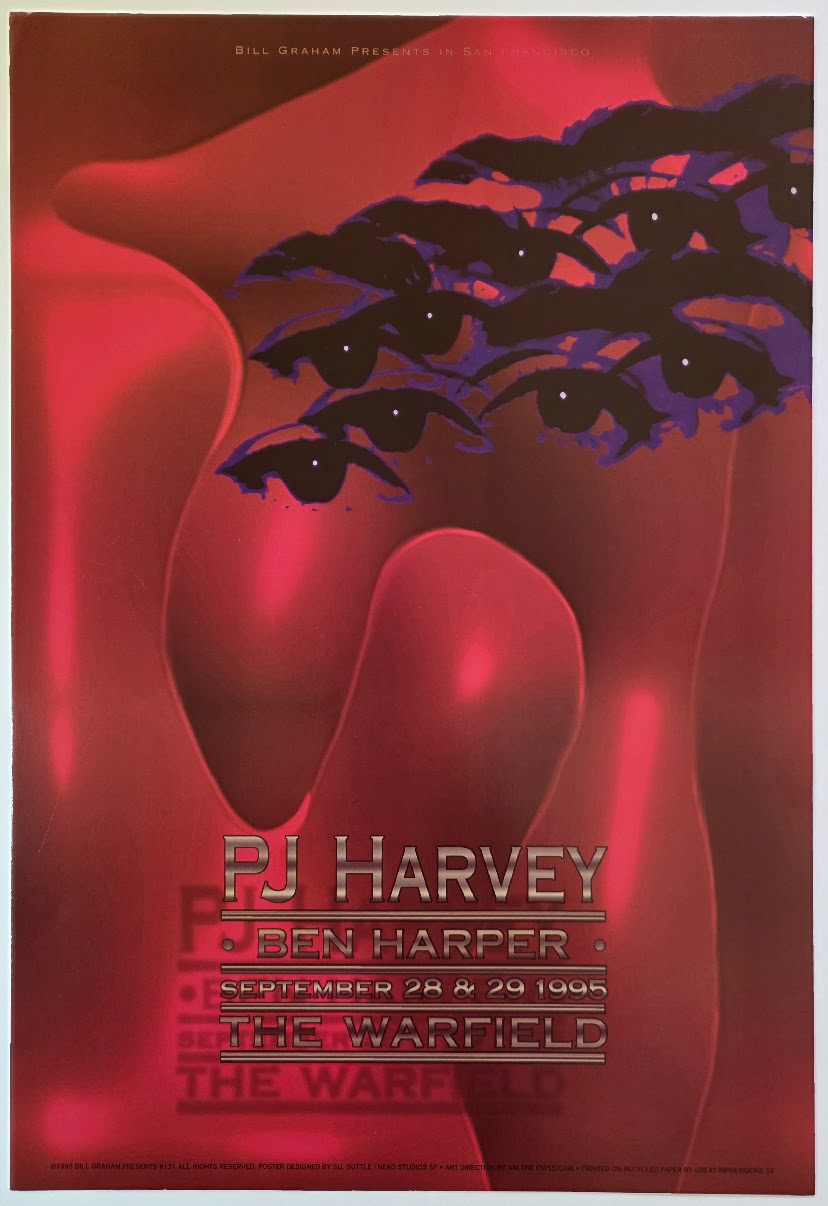 PJ Harvey, Ben Harper, The Warfield by Su Suttle - September 28-29, 1995 - Gig Print