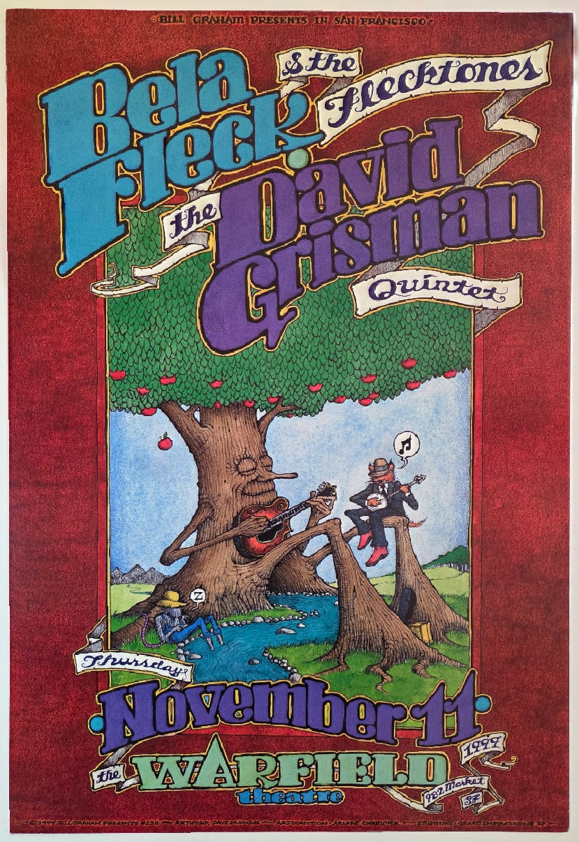 Bela Fleck & The Flecktones, David Grisman Quintet, The Warfield by Dave Huckins - November 11, 1999 - Gig Print
