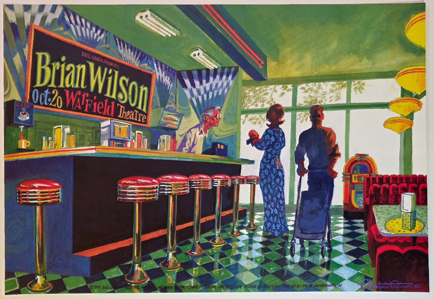 Brian Wilson, The Warfield by Christopher Peterson - October 20, 1999 - Gig Print