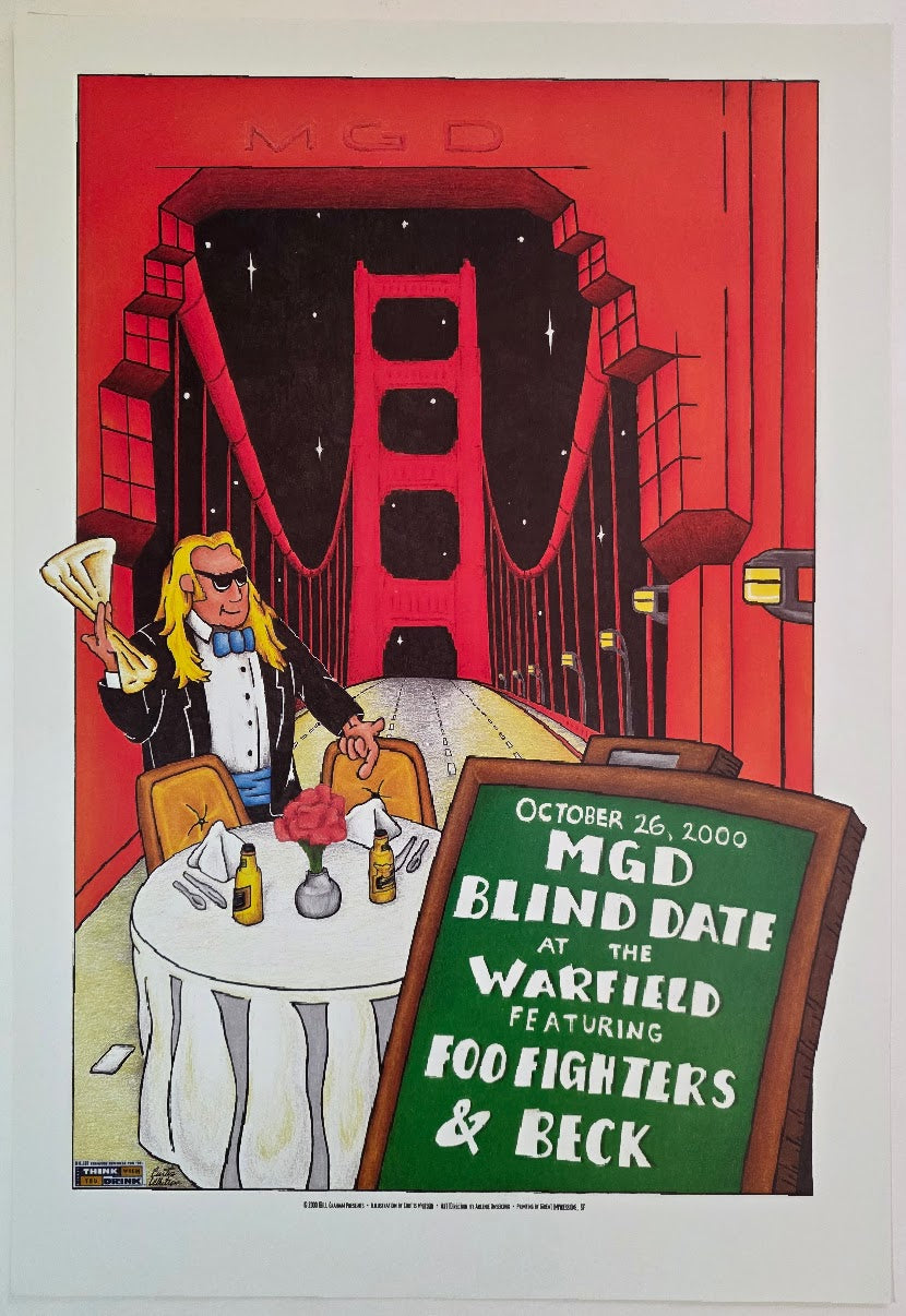 MGD, Blind Date, Foo Fighters, Beck, The Warfield by Curtis Whitson - October 26, 2000 - Gig Print