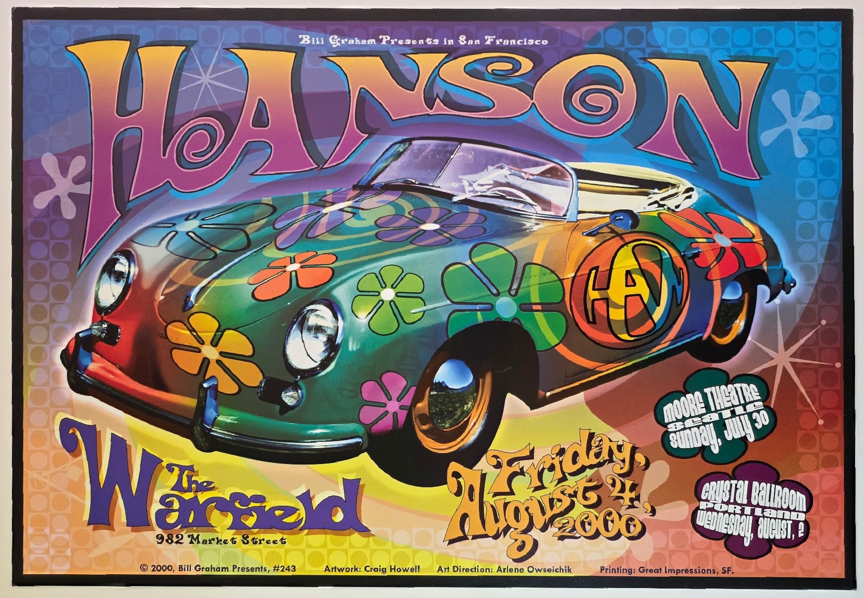 Hanson, The Warfield by Craig Howell - August 4, 2000 - Gig Print