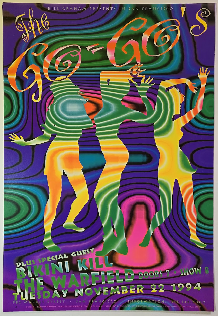 The Go Go's, Bikkin Kill, The Warfield by Su Suttle - November 22, 1994 - Gig Print