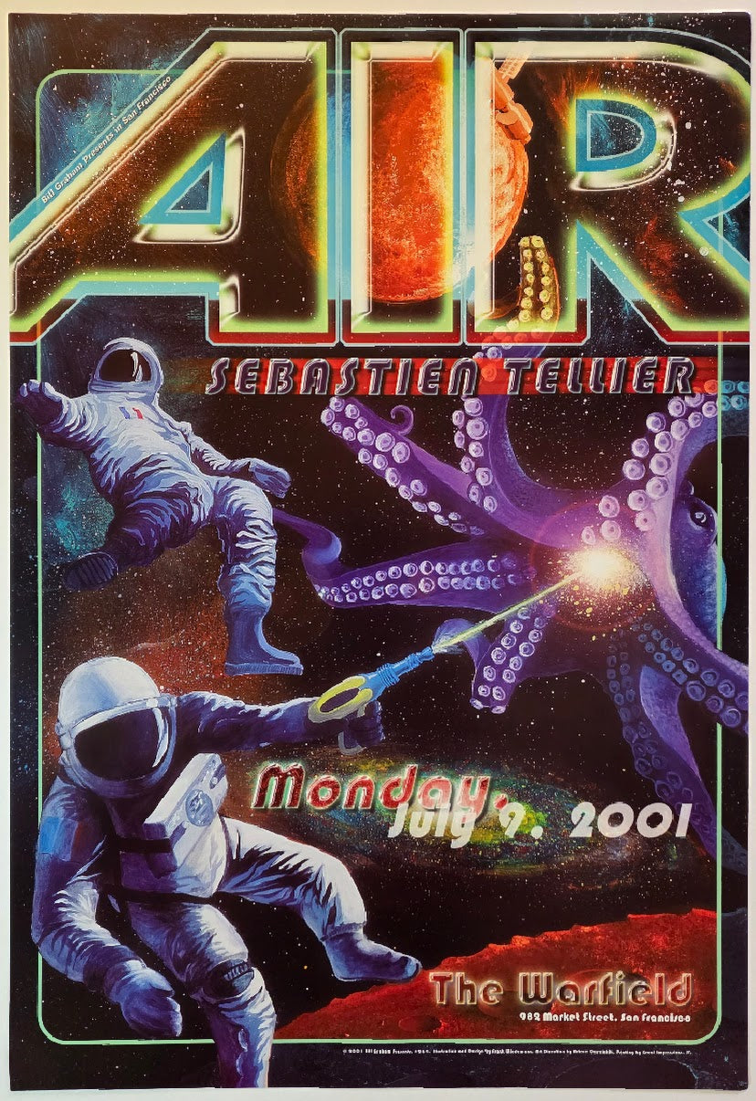 Air, Sebastien Tellier, The Warfield by Frank Wiedmann - July 9, 2001 - Gig Print