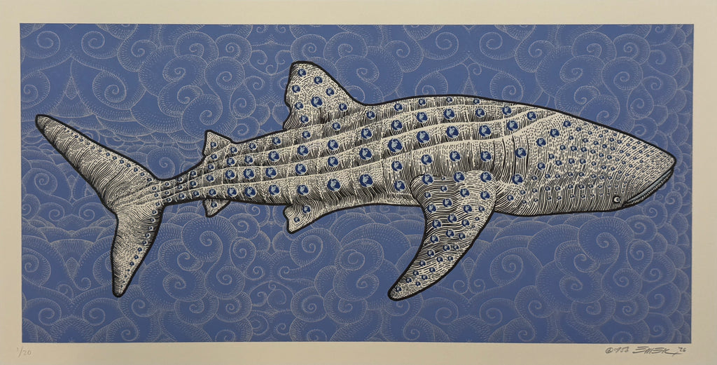 EMEK "Whaleshark" Crème Letterpress Print