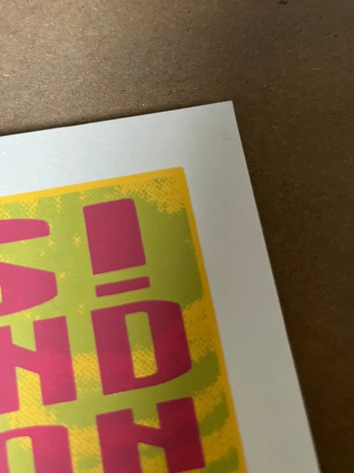 EMEK "Ministry" 1996 print, close-up of edge imperfection