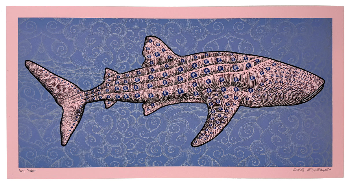 EMEK "Whaleshark" Pink Letterpress Print